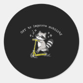 Off To Improve Mobility Funny Raccoon Pt Physical Runder Aufkleber (Vorderseite)