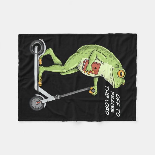 Off To Praise D Lord Funny Frog Christian Meme  Fleecedecke (Vorderseite (Horizontal))