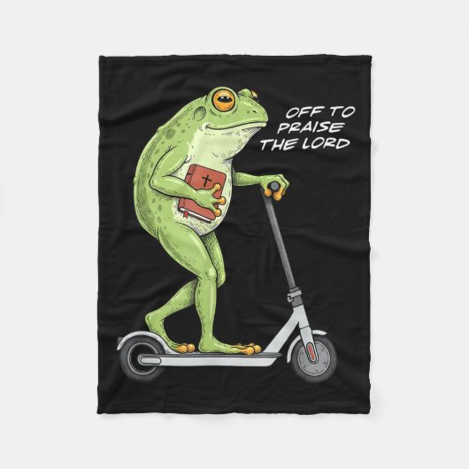 Off To Praise D Lord Funny Frog Christian Meme Fleecedecke (Vorderseite)