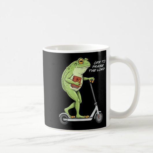 Off To Praise D Lord Funny Frog Christian Meme Kaffeetasse (Rechts)