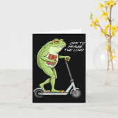 Off To Praise D Lord Funny Frog Christian Meme Karte (Gelbe Blume)