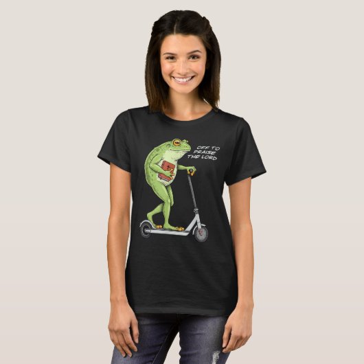 Off To Praise D Lord Funny Frog Christian Meme T-Shirt (Vorne ganz)