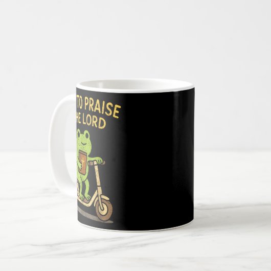 Off To Praise The Lord Frog Christian Kaffeetasse (Vorderseite Links)