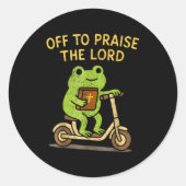 Off To Praise The Lord Frog Christian Runder Aufkleber (Vorderseite)