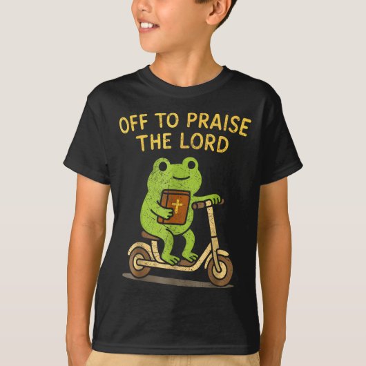 Off To Praise The Lord Frog Christian T-Shirt (Vorderseite)