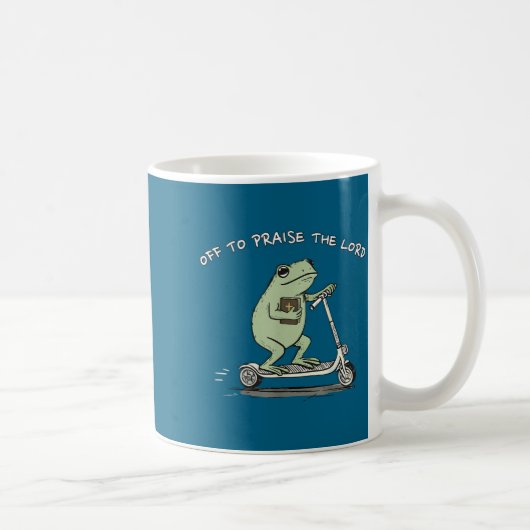 Off To Praise The Lord Funny Christian Meme Frog H Kaffeetasse (Rechts)