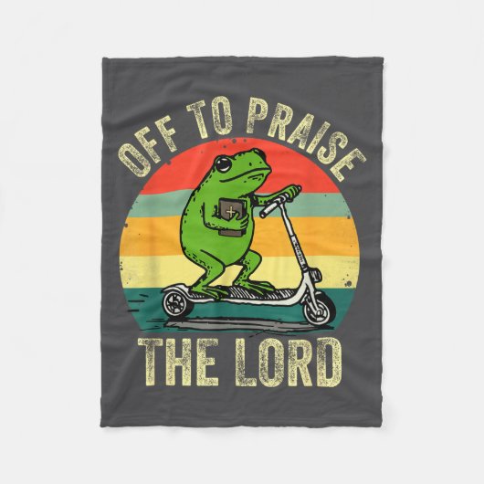 Off To Praise The Lord Funny Frog Bible Study Jesu Fleecedecke (Vorderseite)