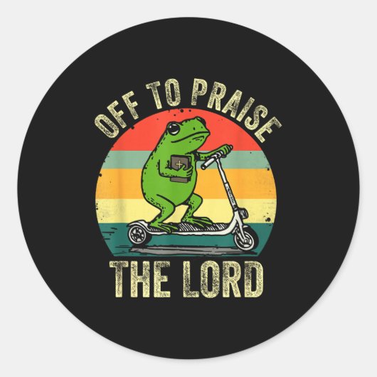 Off To Praise The Lord Funny Frog Bible Study Jesu Runder Aufkleber (Vorderseite)