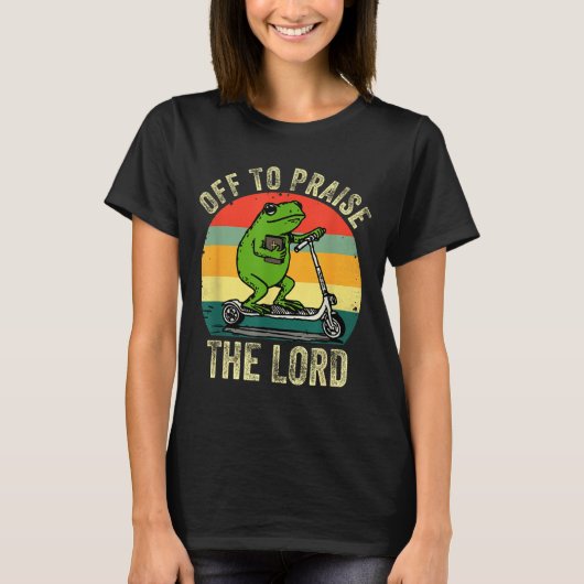 Off To Praise The Lord Funny Frog Bible Study Jesu T-Shirt (Vorderseite)