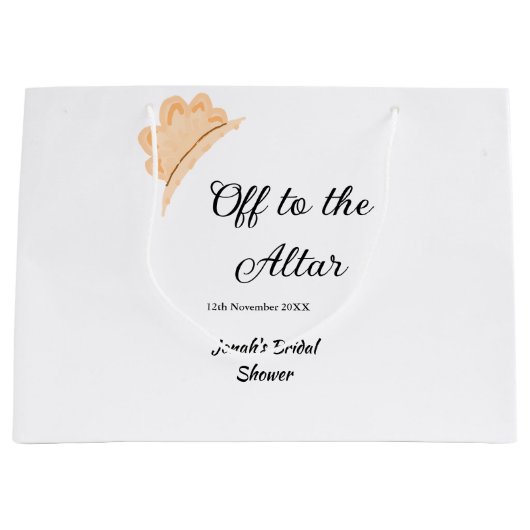 Off to the altar orange cap hat bridal shower name große geschenktüte (Vorderseite)