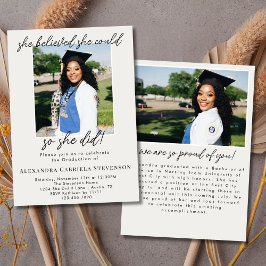 Off White 2 Photo Script Graduation Announcement  Einladung