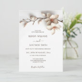 Off White 3 D Magnolia Flower Wedding Einladung (Stehend Vorderseite)