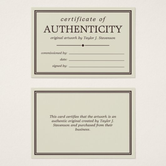 Off-White & Brown Echtheitszertifikat (Vorne & Hinten)