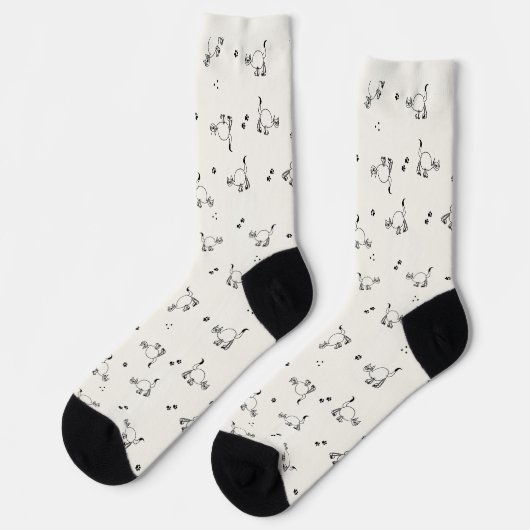 Off-white Cat Line Art Pattern Socks Socken (Linkes Detail)