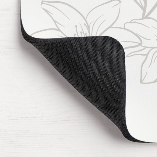 Off-White | Chic Minimal Floral Mousepad (Ecke)