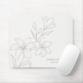 Off-White | Chic Minimal Floral Mousepad (Mit Mouse)