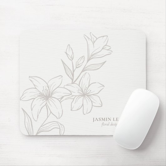 Off-White | Chic Minimal Floral Mousepad (Mit Mouse)