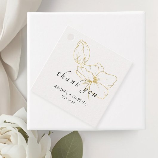 Off-White | Chic Modern Floral Wedding Geschenkanhänger