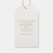 Off-White | Chic Rose Hochzeit Danke Geschenkanhän Geschenkanhänger (Rückseite)