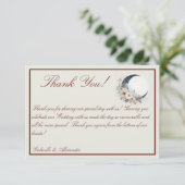 Off White & Cinnamon Moonflower Wedding Dankeskarte (Stehend Vorderseite)
