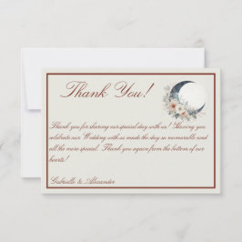 Off White & Cinnamon Moonflower Wedding Dankeskarte