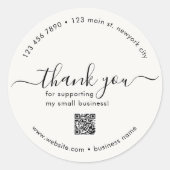 Off White Custom Danke Stickers mit QR Code (Vorderseite)