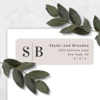 Off-White Ecru Mit Monogramm Wedding Rücksendeadre