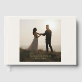 Off White Foil Guest Book Simple Photograph Gästebuch (Vorderseite)