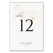 Off-White & Gold | Chic Modern Floral Wedding Tischnummer (Rückseite)