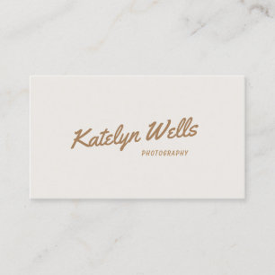 Off White Gold Handgeschriebene Skripttypografie Visitenkarte