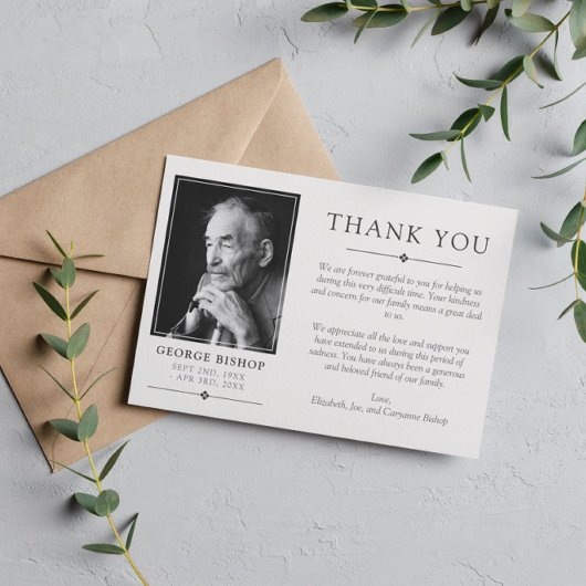 Off-White Gray Minimalistisch Foto Beileid Vielen  Dankeskarte