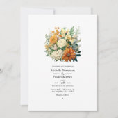 Off-White, Hunter Green, Brown und Orange Wedding Einladung (Vorderseite)