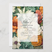 Off-White, Hunter Green, Brown und Orange Wedding Einladung (Vorderseite)