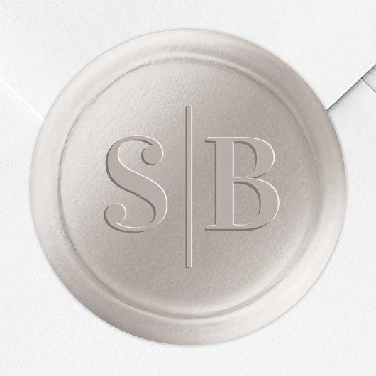 Off-White Ivory Wax Siegel Wedding Monogram Sticke Runder Aufkleber