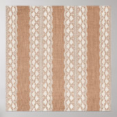 Off-White Lace auf Brown Burlap Texture Poster (Vorne)