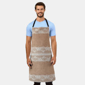 Off-White Lace auf Brown Burlap Texture Schürze (Getragen)