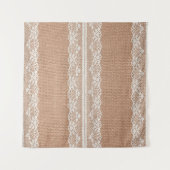 Off-White Lace auf Brown Burlap Texture Wandteppich (Vorderseite (Horizontal))