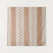 Off-White Lace auf Brown Burlap Texture Wandteppich (Vorderseite)