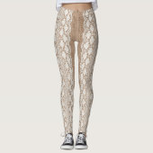 Off-White Lace: Burlap Texture Leggings (Vorderseite)