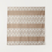 Off-White Lace: Burlap Texture Wandteppich (Vorderseite (Horizontal))