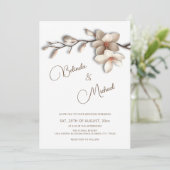 Off White Magnolia Raised Effect  Flower Wedding Einladung (Stehend Vorderseite)