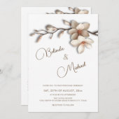 Off White Magnolia Raised Effect  Flower Wedding Einladung (Vorne/Hinten)