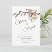 Off White Magnolia Raised Effect  Flower Wedding Einladung (Stehend Vorderseite)