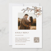 Off White Magnolia Raised Effect  Flower Wedding Einladung (Rückseite)