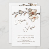 Off White Magnolia Raised Effect  Flower Wedding Einladung (Vorne/Hinten)