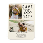 Off White Modern 2 Fotos Save the Date Hochzeit Magnet (Vertikal)