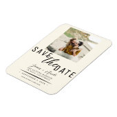 Off White Save the Date Foto Wedding Magnet (Linke Seite)
