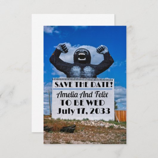 Offbeat Hochzeit rettet das Datum, komische Fun Ho Save The Date (Vorne/Hinten)