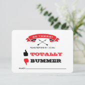 Offbeat Wedding RSVP - Schwarz und Rot Karte (Stehend Vorderseite)