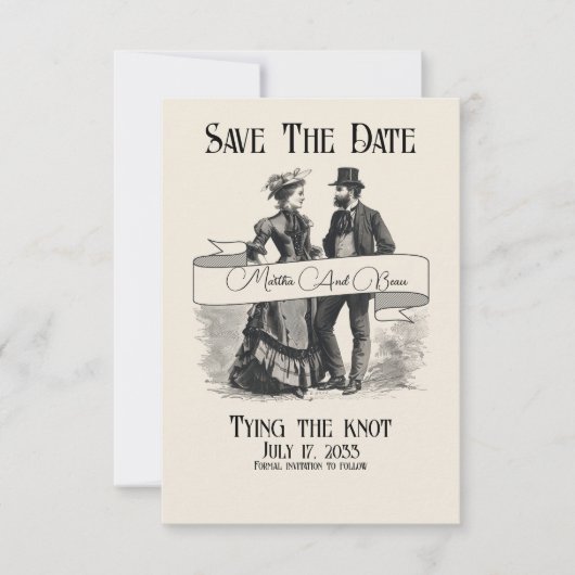 Offbeat Wedding Save the Date, Viktorianisch Save The Date (Vorderseite)